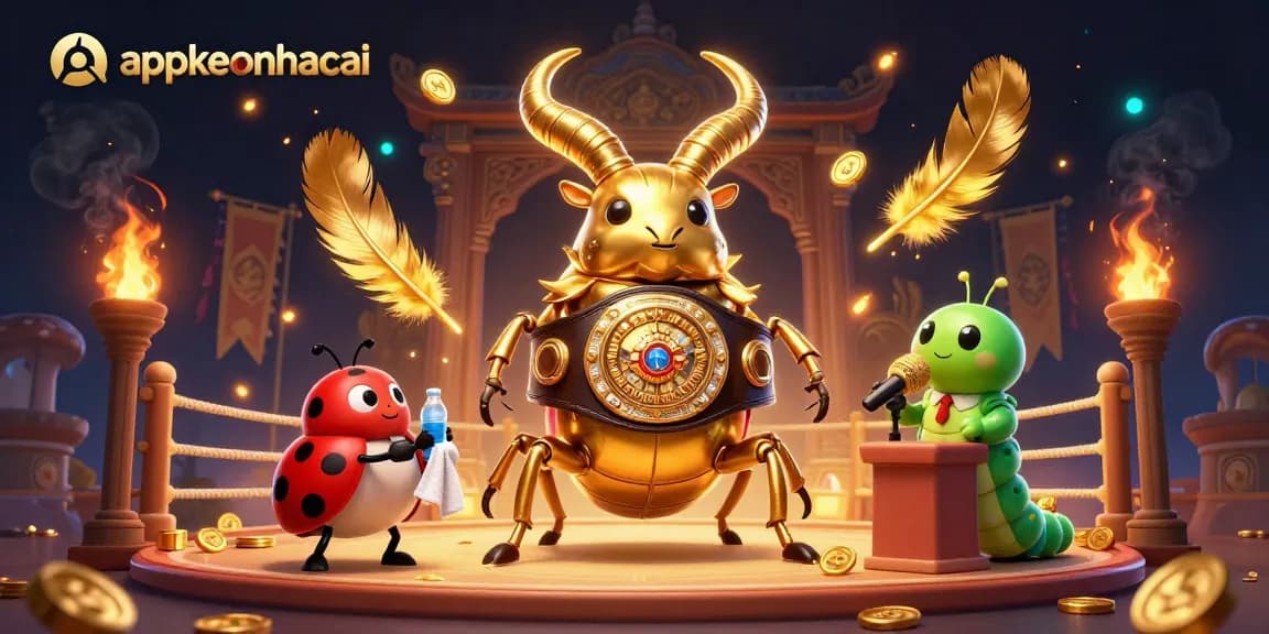 Experience thrilling matches at appkeonhacai with fighters and betting elements illuminating the arena.