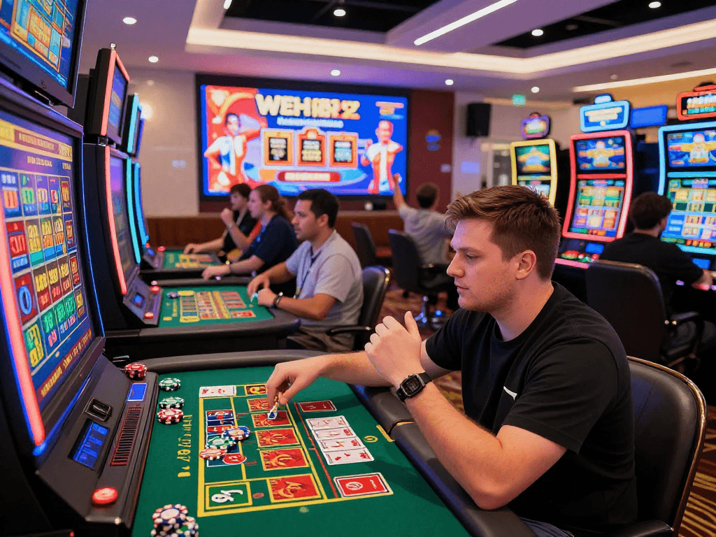 Experience situs raja328 with a dynamic live casino scene featuring vibrant gaming action and energetic players.