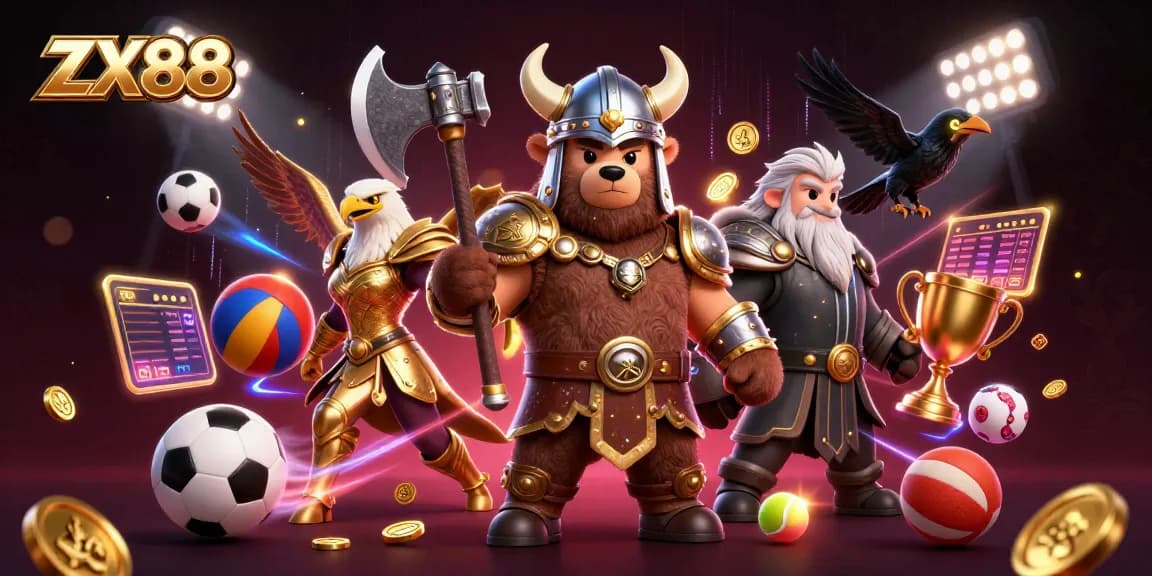 Join the adventure with ZX88's Viking bear as you win with thrilling sports betting!
