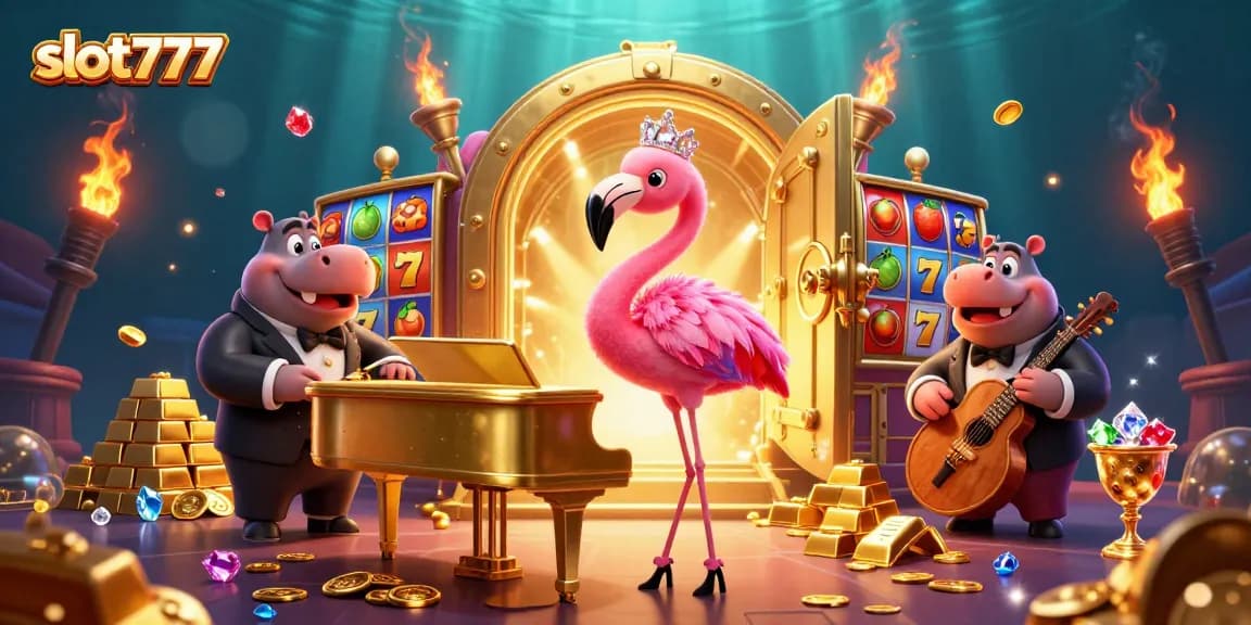 Experience the thrill of slot777 with vibrant 3D characters amidst dazzling casino riches.