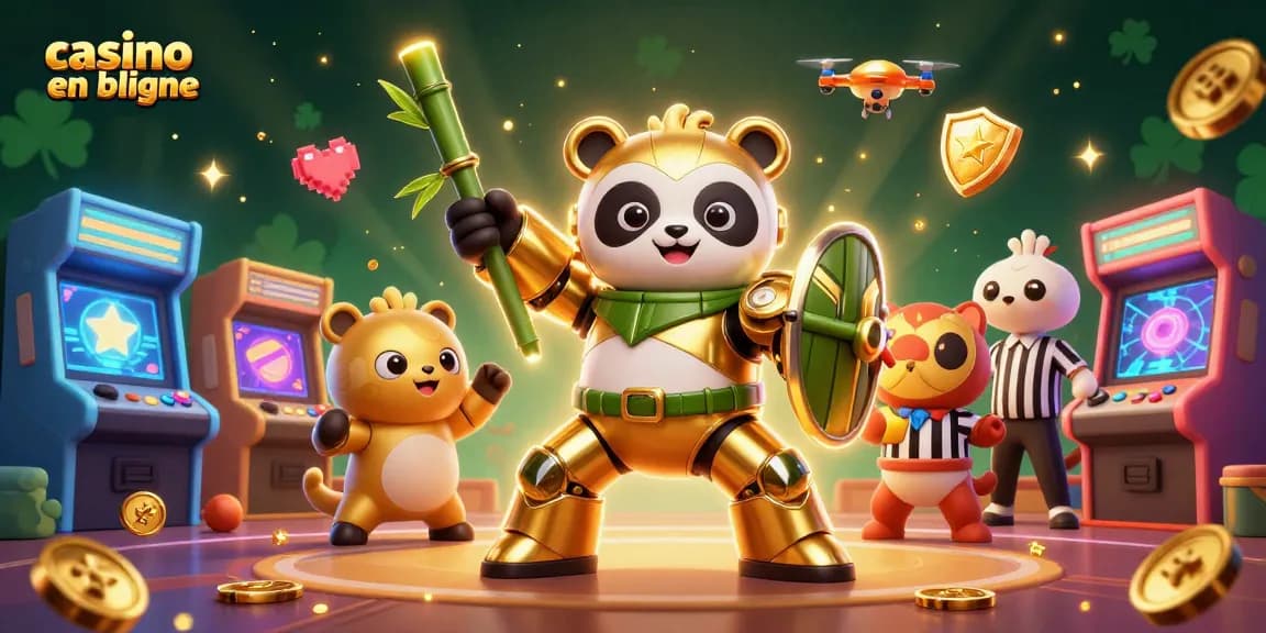 Jouez au casino en ligne blackjack et plongez dans une ambiance palpitante avec des personnages colorés, des machines à sous scintillantes et une atmosphère de fête.