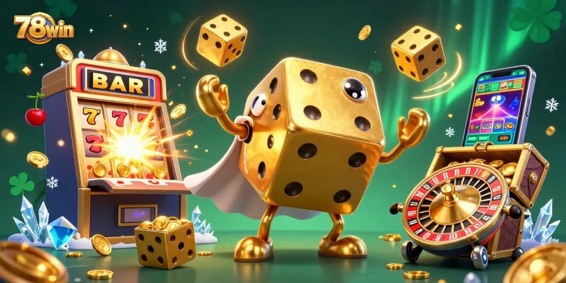Experience thrilling 78win moments with golden dice and jackpot excitement in this vibrant casino scene.