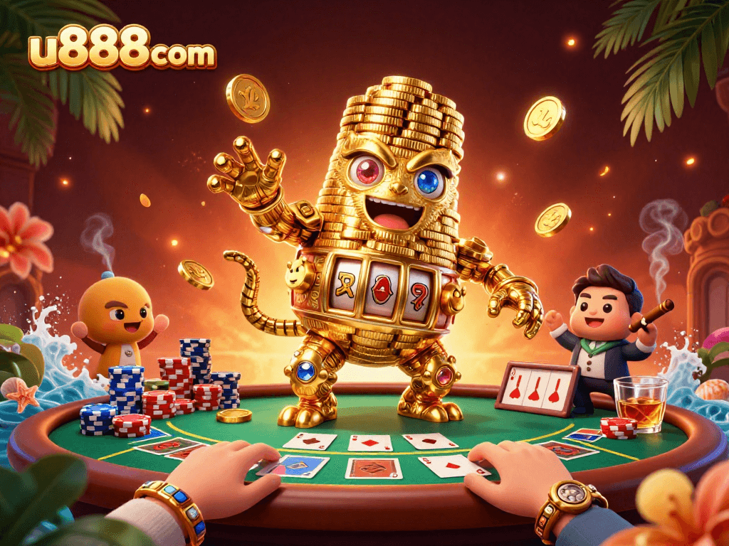 Experience thrilling poker action with u888com's golden golem and dynamic gaming elements.