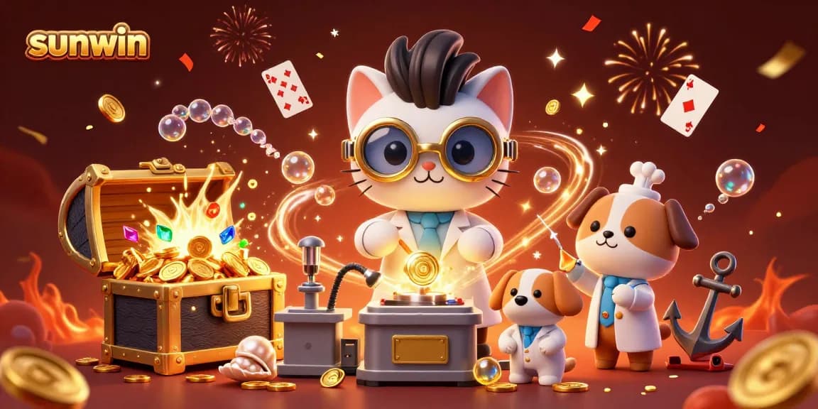Experience the thrill of sunwin with exciting casino action amidst golden bubbles and festive sparks.