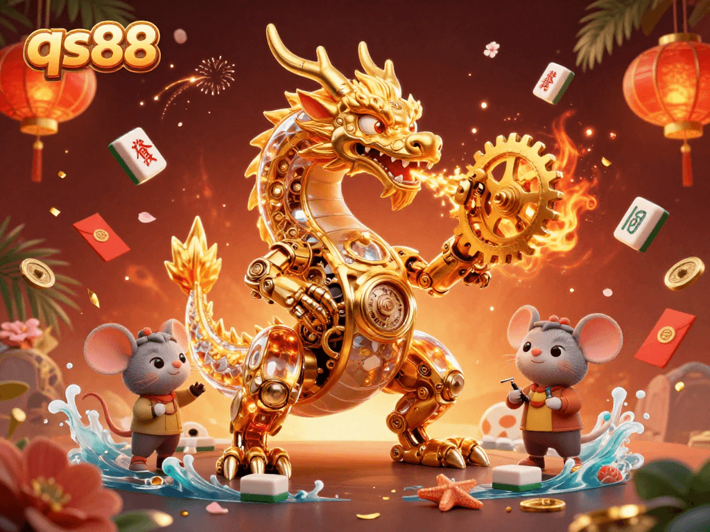 Engage in thrilling slots at qs88 with dynamic gameplay featuring golden dragons and vibrant casino elements.