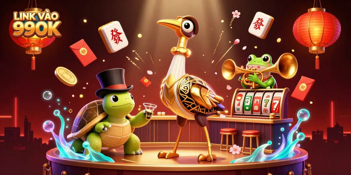 Engage with LINK VÀO 99OK at the lively slots scene with vibrant characters and casino elements.