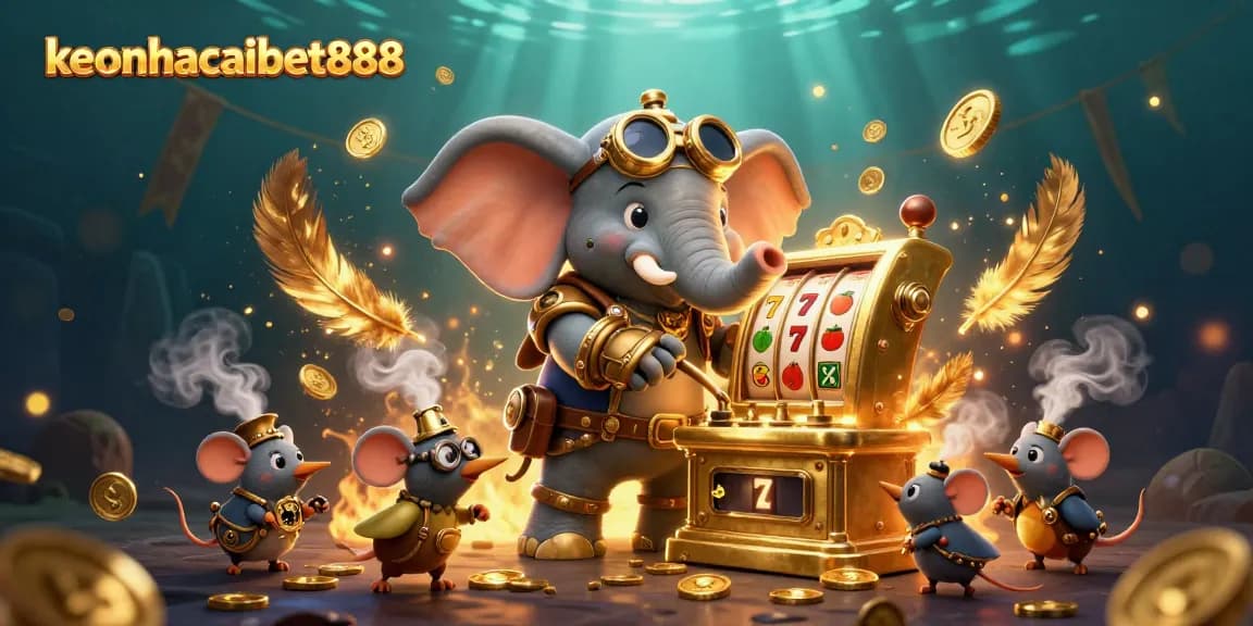 Engage with keonhacaibet888 through an immersive 3D casino scene showcasing vibrant slot gaming.