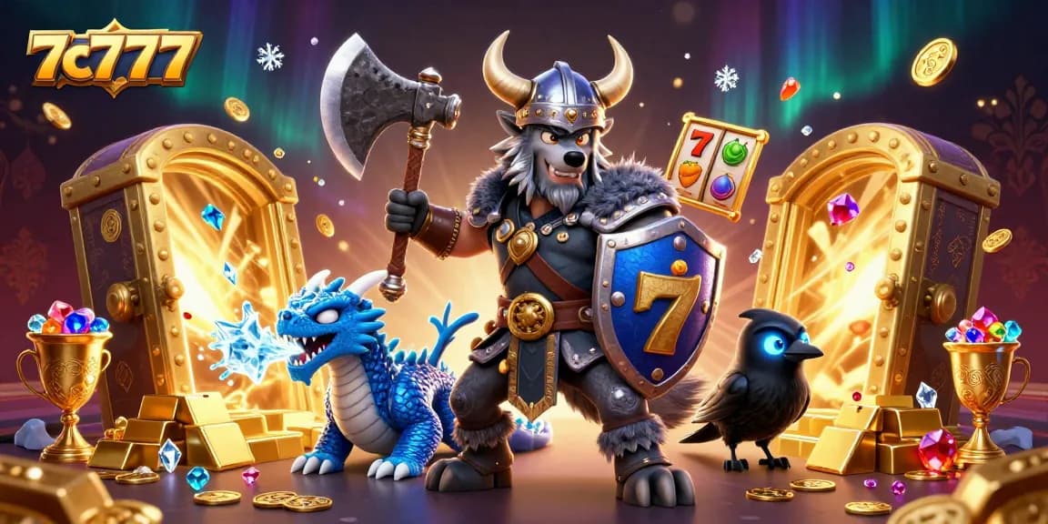 Experience thrilling gaming adventures at 7c777 with Viking warrior, dragon and treasures!