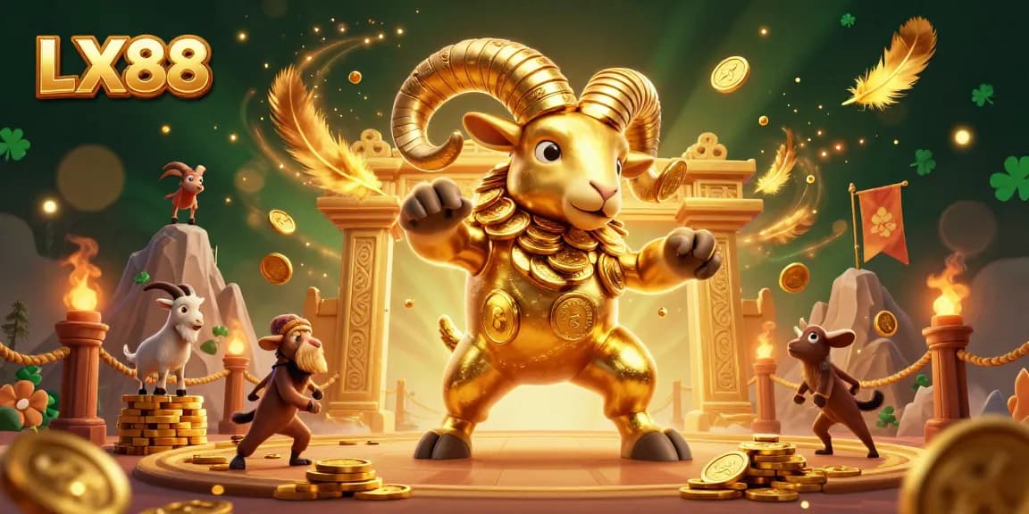 Experience epic casino adventures with LX88 as a golden ram charges through a dazzling arena of fortune.