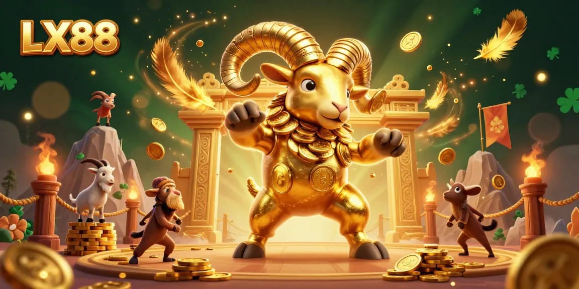 Experience epic casino adventures with LX88 as a golden ram charges through a dazzling arena of fortune.