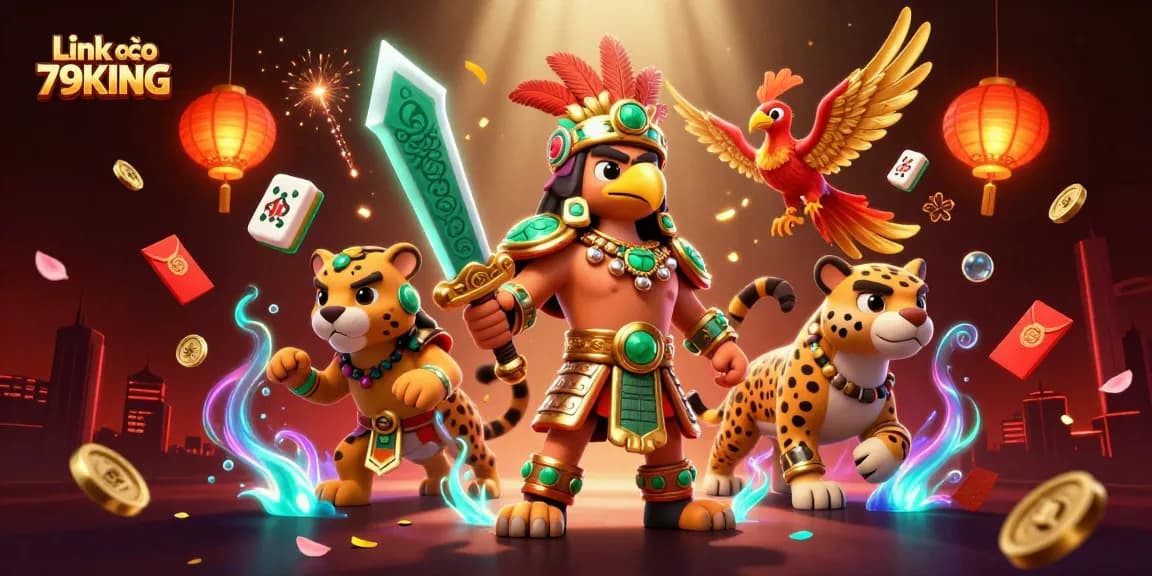 Experience winning with Link vào 79KING in this vibrant casino-themed illustration.