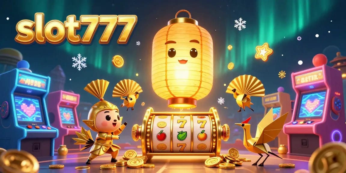 Gambarkan pengalaman seru bermain slot777 dengan simbol beruntung dan mesin arcade cerah di kasino.