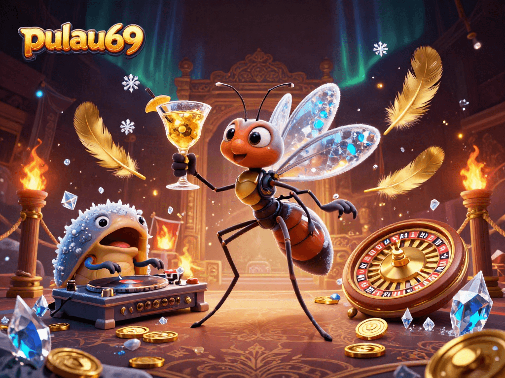 Experience pulau69's thrilling casino atmosphere with vibrant 3D characters and dynamic gaming elements.