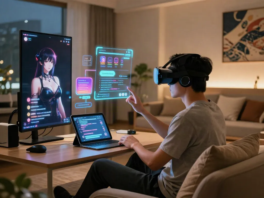 Engaging in hentai AI chat with immersive VR experience and interactive anime characters.