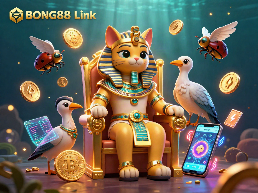 Join the excitement with BONG88 Link in this vibrant casino-themed 3D illustration.