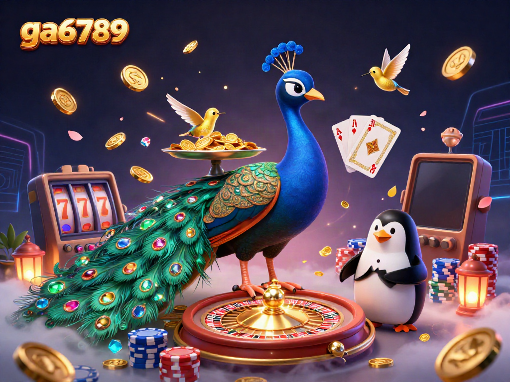 Experience the vibrant ga6789 casino atmosphere with dynamic characters and sparkling elements in this animated scene.