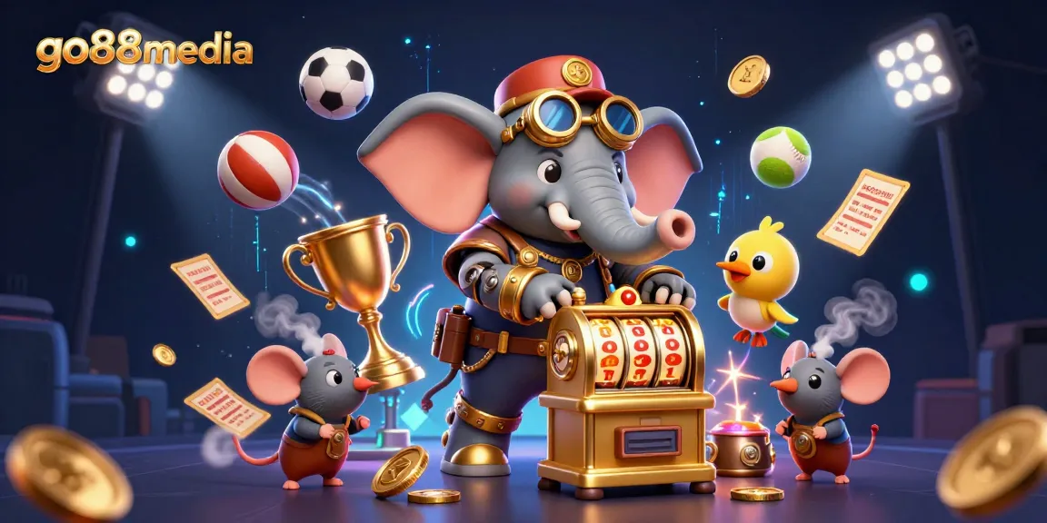 Experience thrilling gameplay with go88media's 3D illustration featuring dynamic gambling elements.