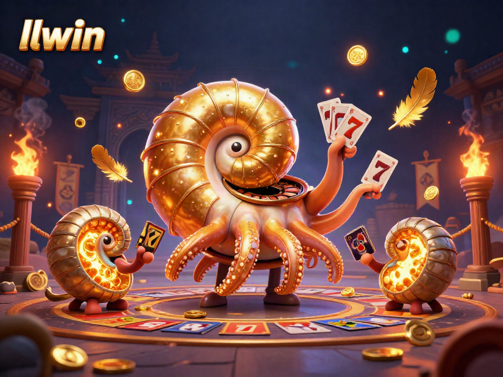 Engage with the exciting llwin casino scene featuring a giant nautilus roulette wheel and vibrant slot reels.