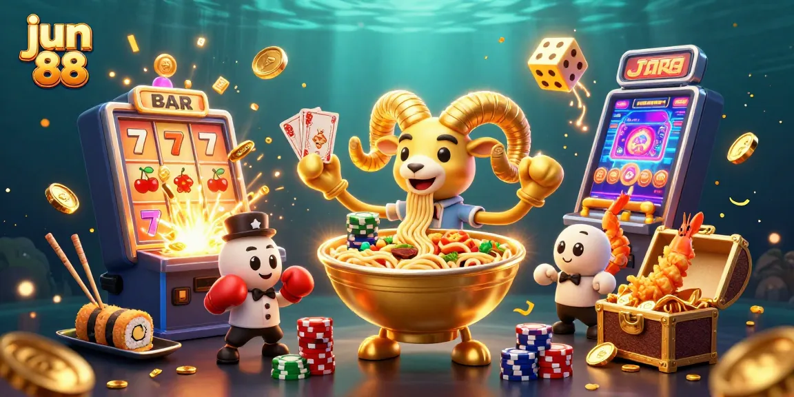 Play exciting games with jun 88 as the giant ramen bowl entertains with card dealing and jackpot wins.