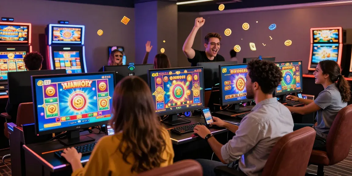Akses login wd138 scene showcasing players enjoying vibrant online slot games in a modern digital casino environment.