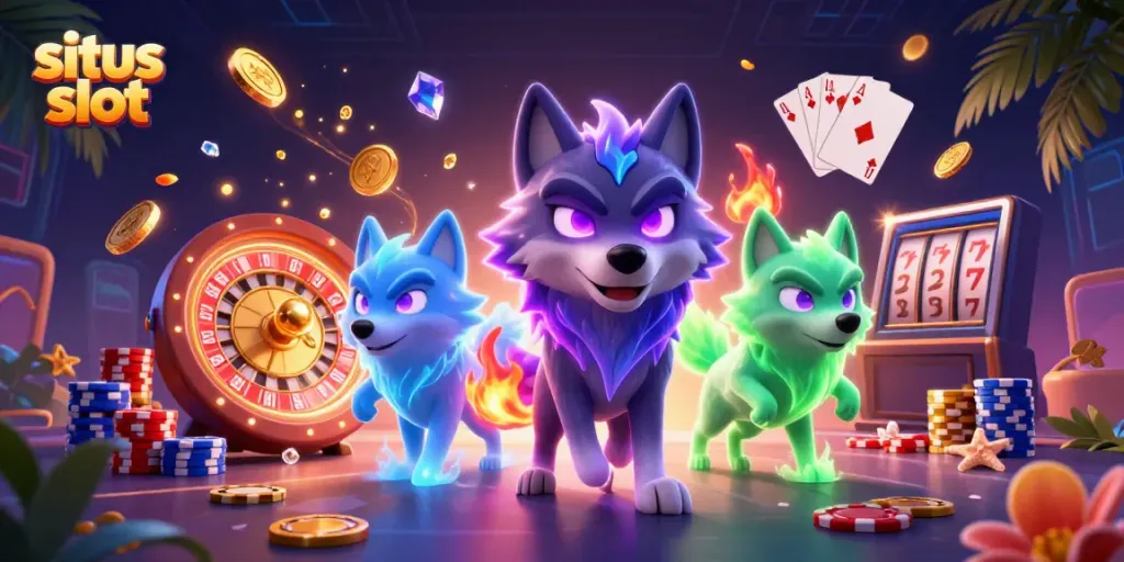 Experience thrilling gameplay with exciting slots and rewards at situs slot, featuring unique characters and dazzling casino elements.