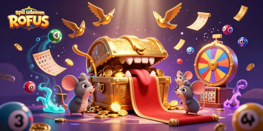 Spil uden om ROFUS: Enjoy vibrant gambling action with a treasure chest and game elements