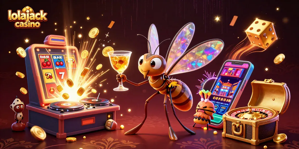 Win big at lolajack casino with vibrant 3D characters, slots, and roulette elements in action.