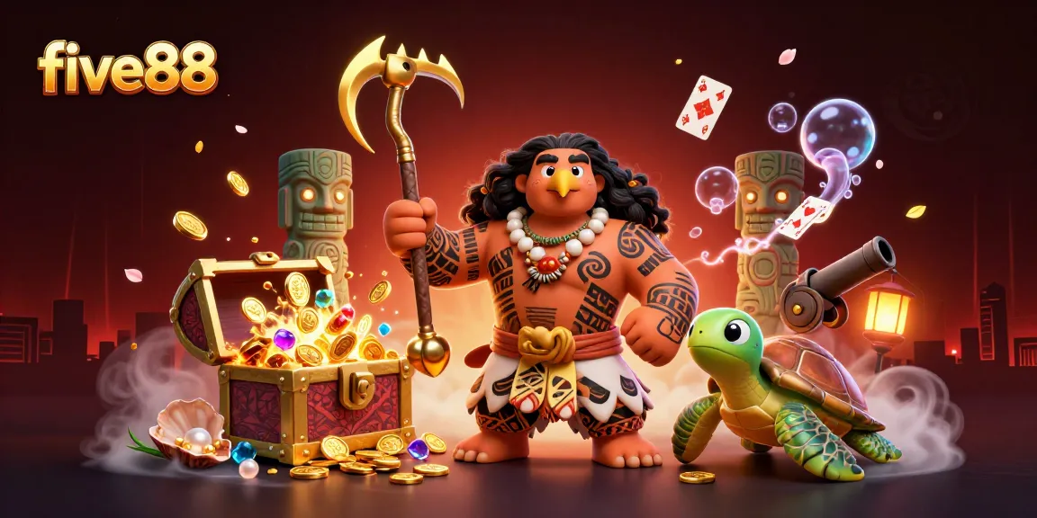 Win big at five88 with a vibrant underwater casino scene filled with treasures and gaming elements.