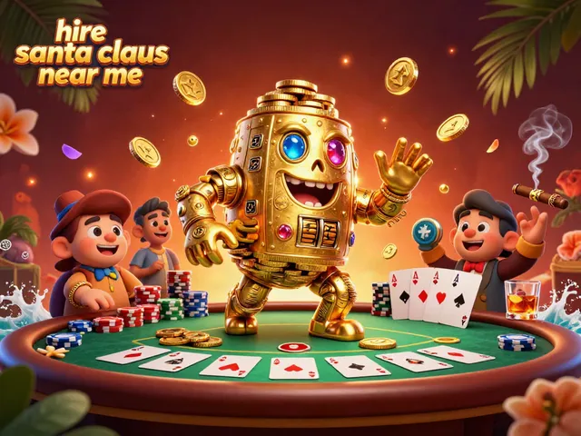 Engage Santa fans by hiring a jovial Claus with festive poker elements.