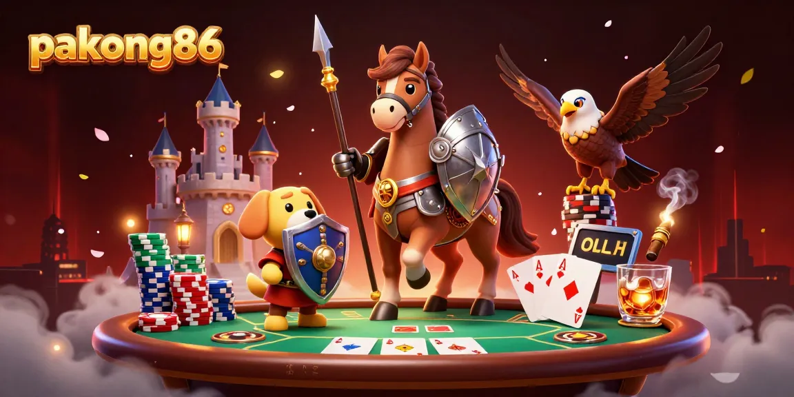 Place your bets with pakong86 at this dynamic casino illustration featuring engaging characters and poker action.