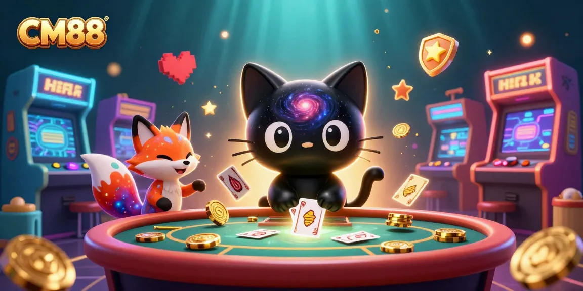 Engage with CM88 at an energetic cosmic casino scene featuring a black hole cat and colorful elements.