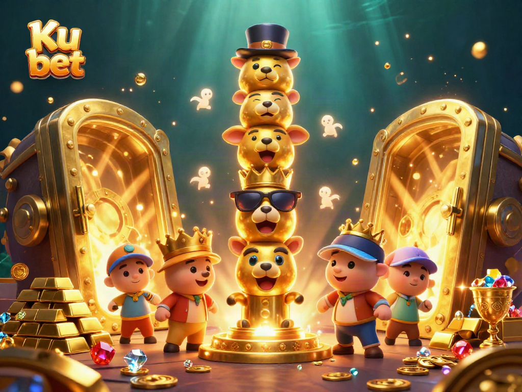 Experience thrilling adventures at Ku bet, featuring a vibrant totem pole and dazzling casino elements.