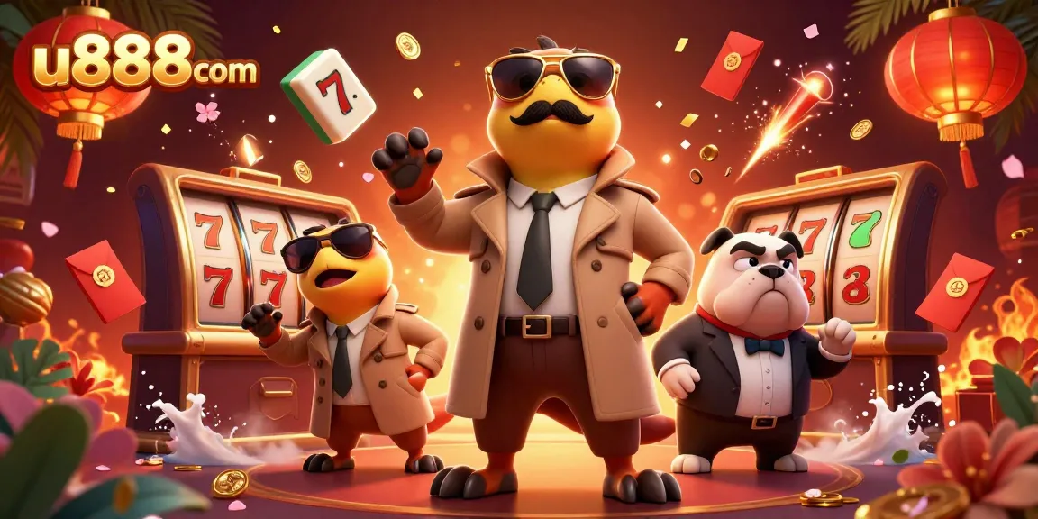 Bet big and win exciting prizes with u888com in this vibrant casino scene filled with playful raptors.