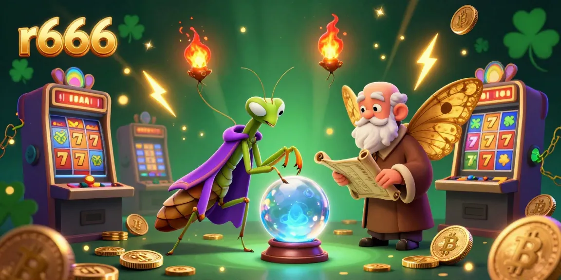 Engage with r666 through a colorful casino scene featuring a fortune teller and vibrant gaming elements.