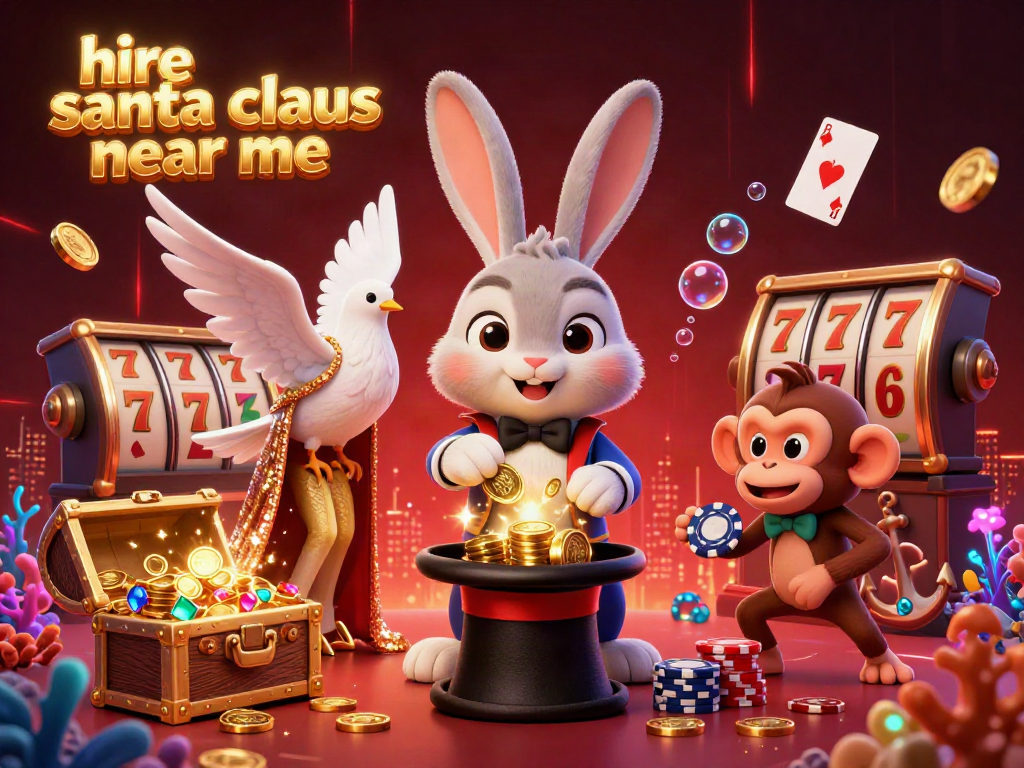 Immerse yourself in the excitement of premium gambling with hire santa claus near me in this vibrant 3D casino illustration.