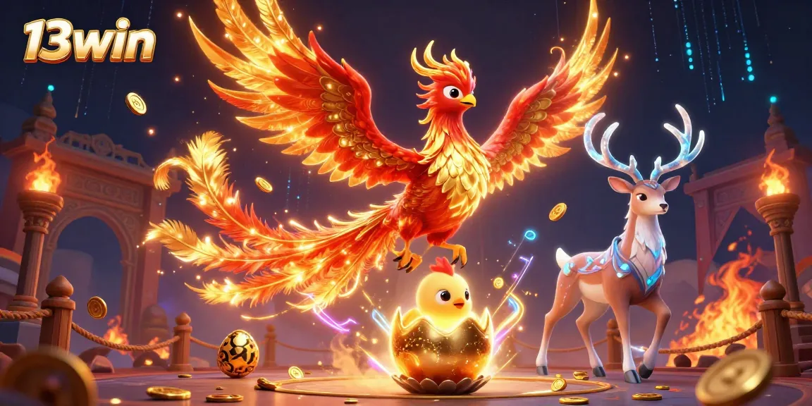 Spin for win at 13win with dynamic jackpots and golden phoenix gaming elements.