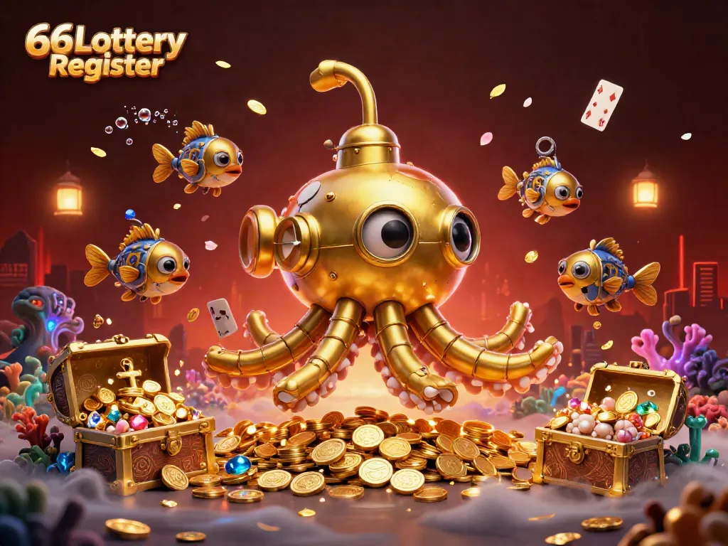 Play exciting lottery games with 66Lottery Register while enjoying vibrant casino-themed visuals.