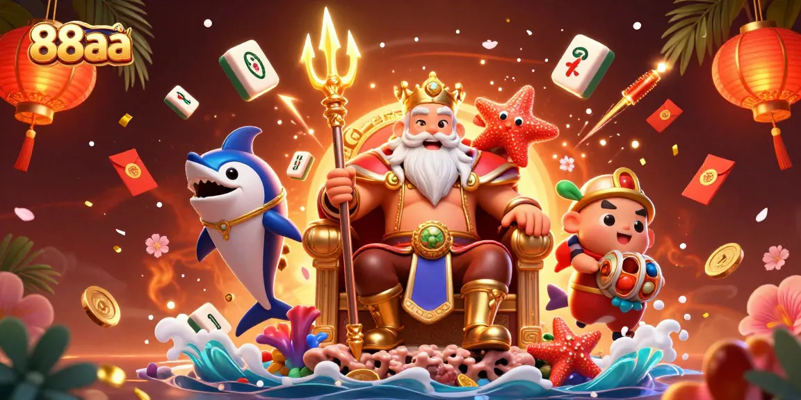 Experience 88aa's vibrant casino world with glowing characters amid dynamic slot game elements.