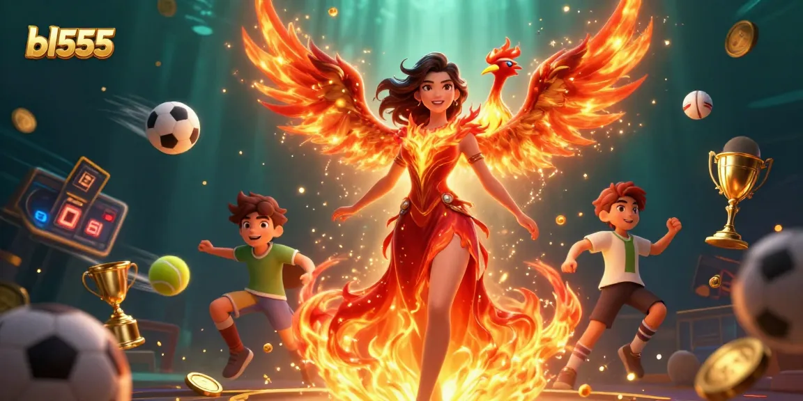 Bet big with bl555 at this vibrant 3D illustration featuring a phoenix, dynamic game elements, and stunning performances.