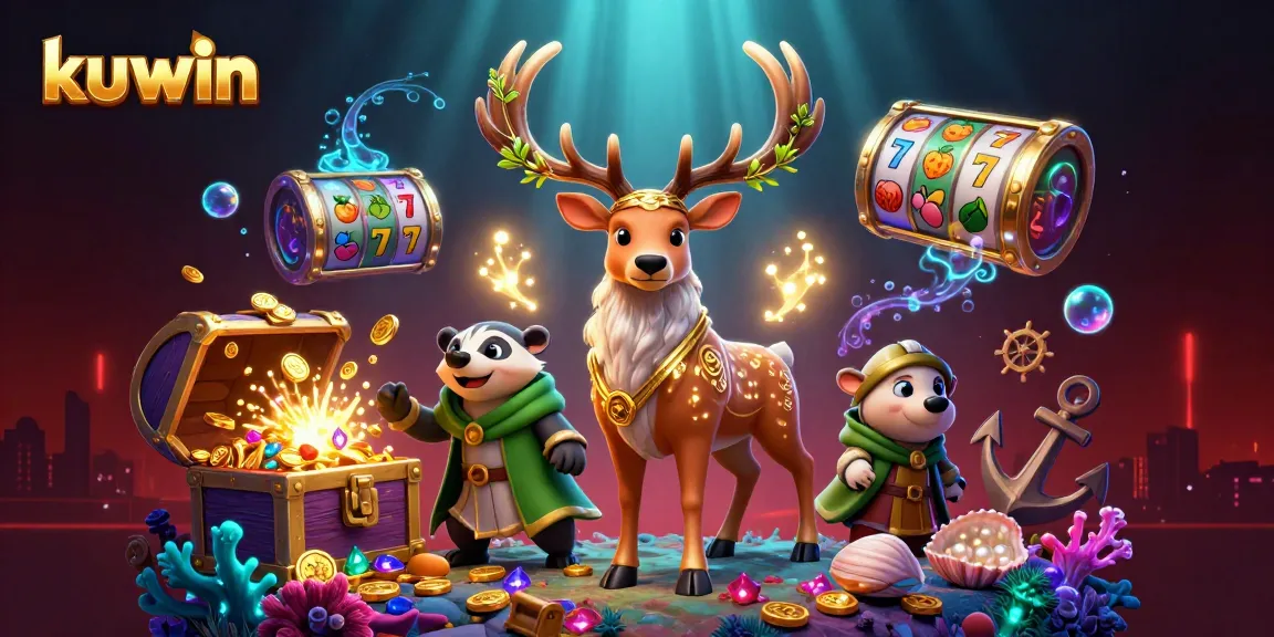 Kuwin online casino features a Celtic druid stag and wise badger amid slot reels and treasures.