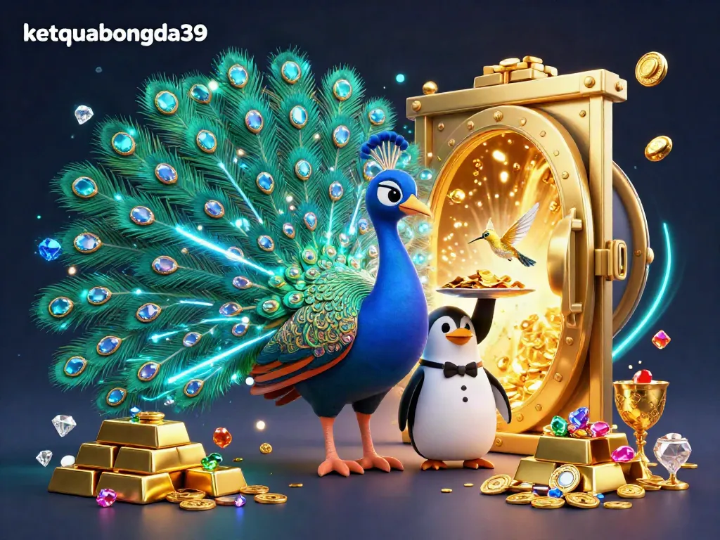 Experience thrilling luck with the majestic peacock and friends at ketquabongda39, overflowing with golden treasures.