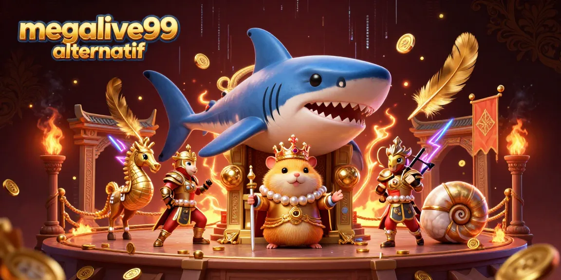 Gambar menarik megalive99 alternatif dengan raja hamster dan elemen kasino yang menonjol.