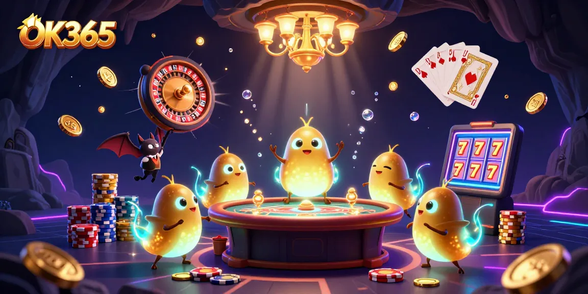Experience the excitement of OK365 casino with captivating glowworms illuminating the gaming action.
