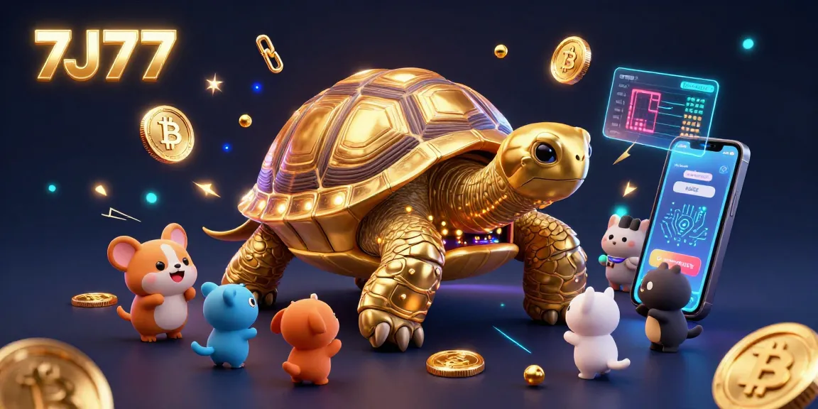 Experience the excitement of 7J77 casino with colorful crypto elements and animated gameplay.