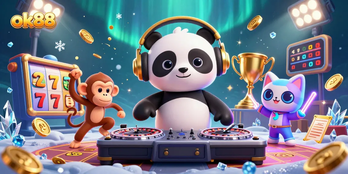 Experience ok88 with exciting slots, DJ panda, and vibrant casino elements.