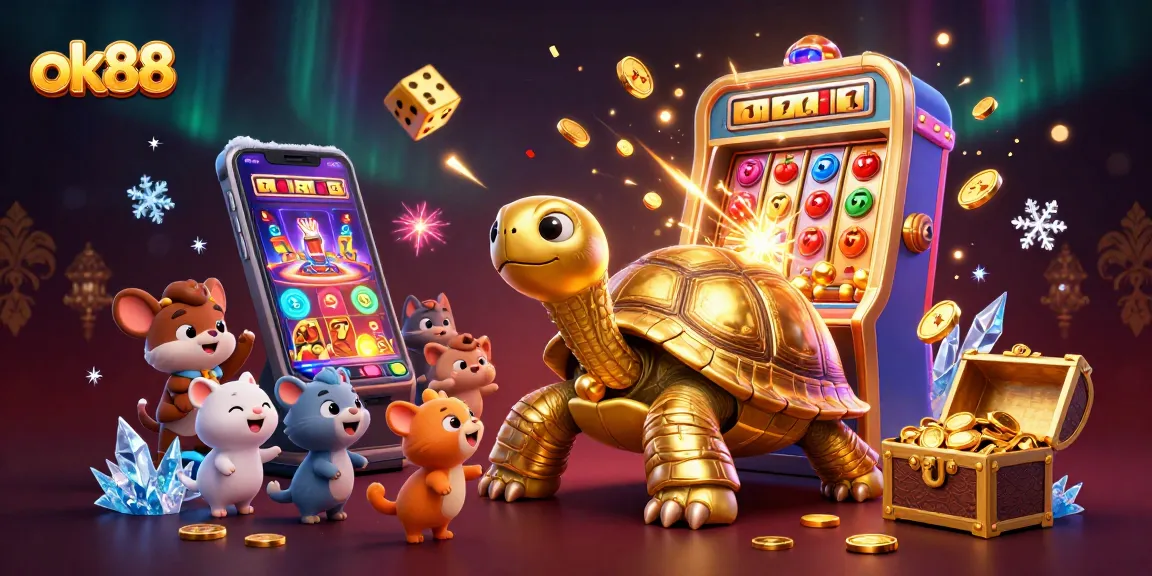 Engage with the dynamic ok88 casino experience through an ultra-detailed 3D illustration with vibrant characters and thrilling game elements.