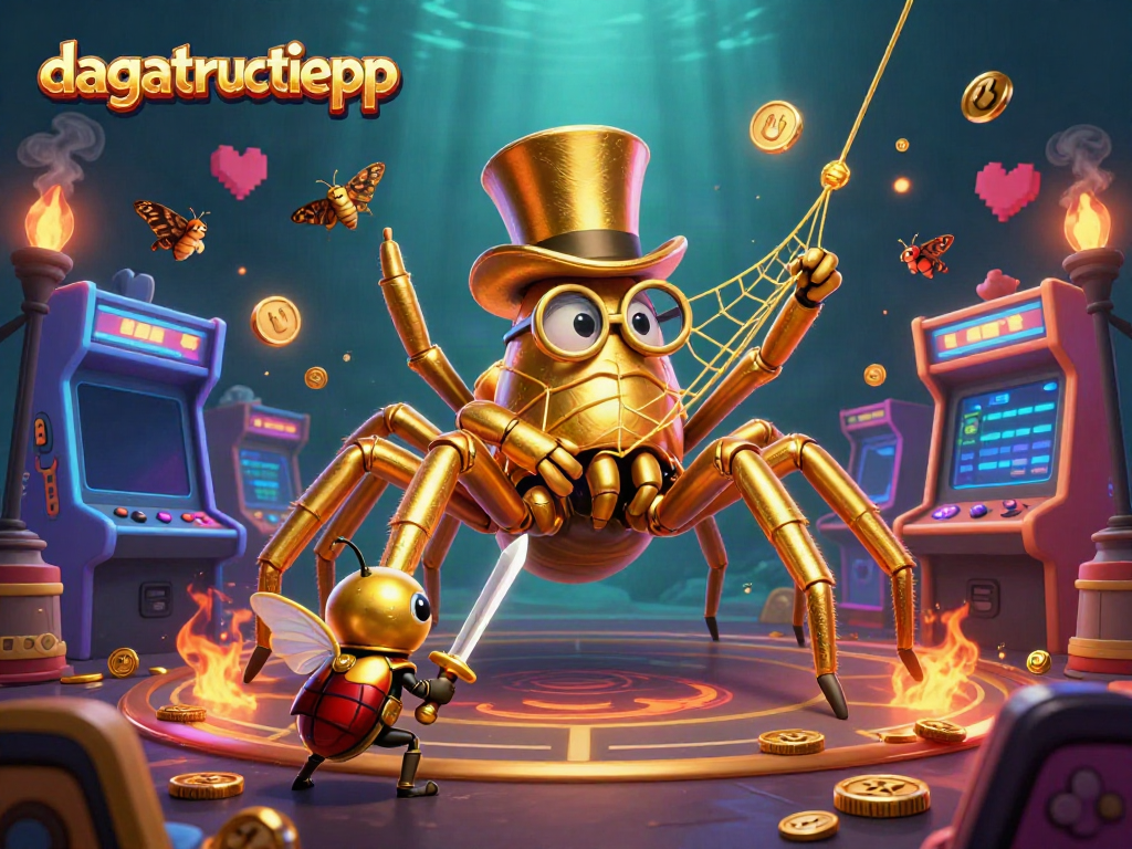 Experience thrilling moments at dagatructiepp with a whimsical golden tarantula and beetle knight adventure.