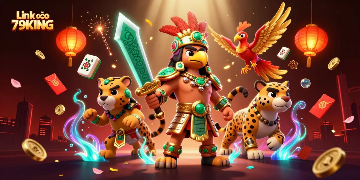 Experience winning with Link vào 79KING in this vibrant casino-themed illustration.
