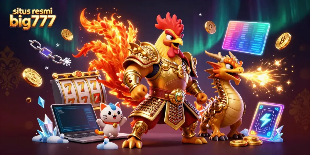 Experience thrilling wins on situs resmi big777 with dynamic slot games in a vibrant 3D scene.