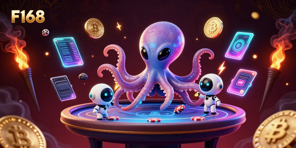 Engage in thrilling poker experiences with the F168 alien octopus and robot companion.